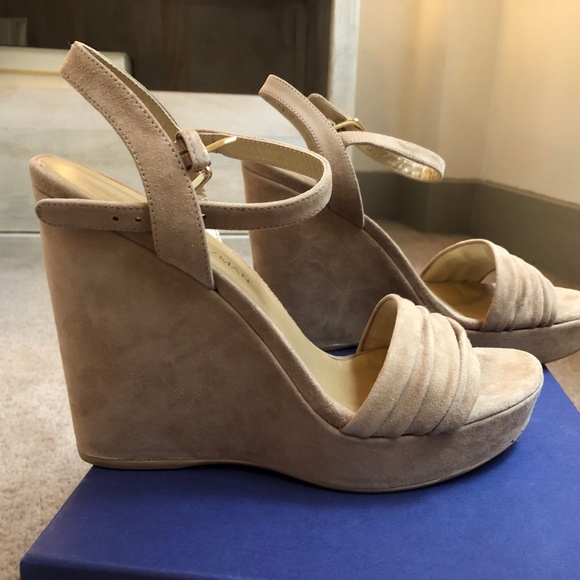 Stuart Weitzman Suede Wedge Sandals - Picture 1 of 13